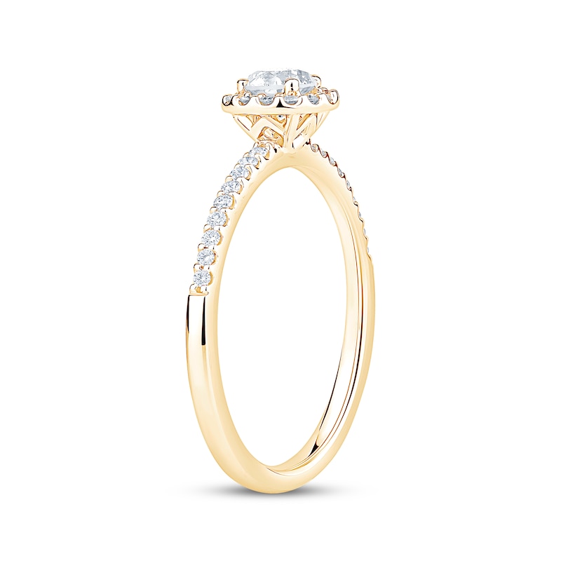 Main Image 2 of Round-Cut Diamond Halo Engagement Ring 1/2 ct tw 14K Yellow Gold