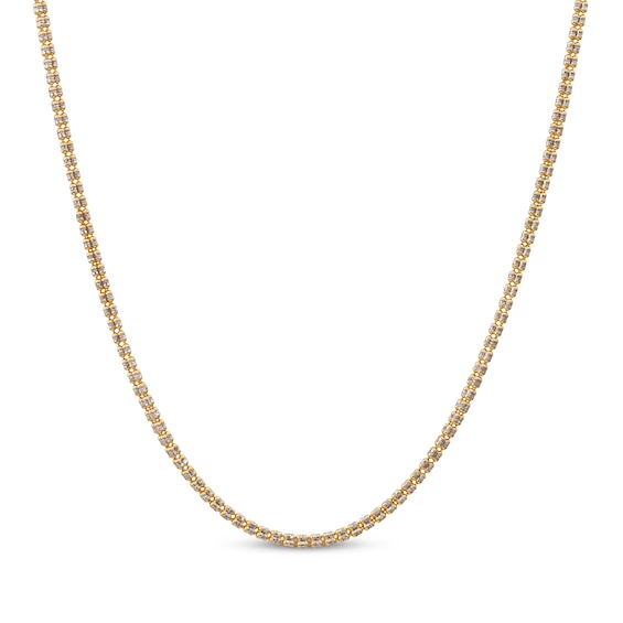 2.85mm Diamond-Cut Ice Bead Chain Necklace Solid 10K Yellow Gold 20"