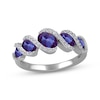Thumbnail Image 1 of Oval-Cut Lab-Created Alexandrite & White Lab-Created Sapphire Graduated Five-Stone Swirl Ring Sterling Silver