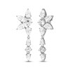 Thumbnail Image 1 of Pear-Shaped & Round-Cut White Lab-Created Sapphire Flower Drop Earrings Sterling Silver