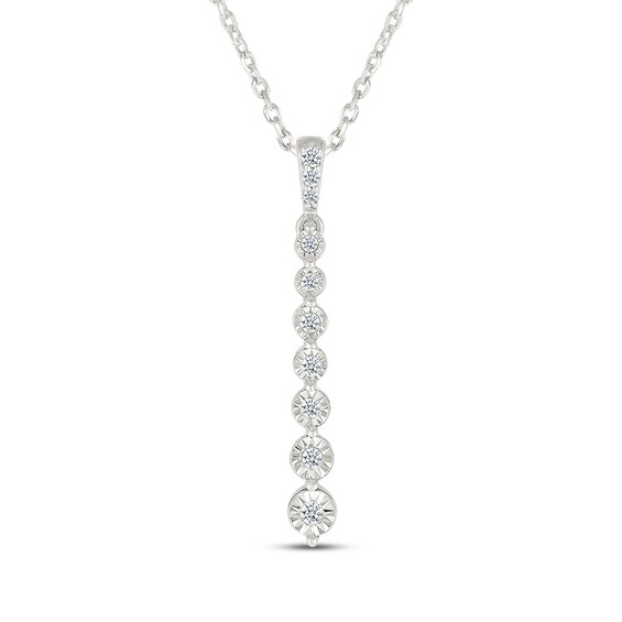 Diamond Graduated Journey Necklace 1/10 ct tw Sterling Silver 18"