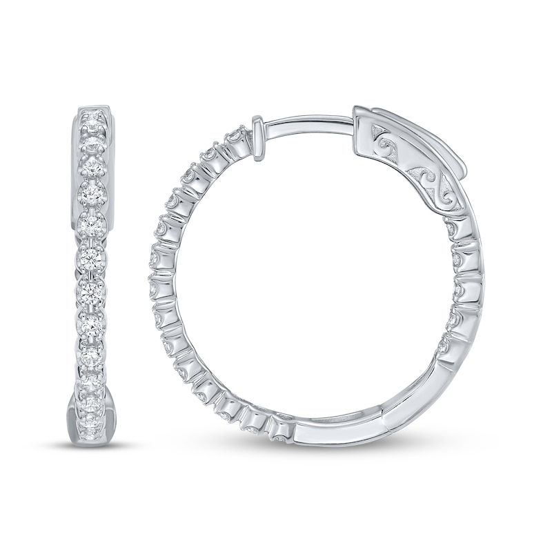 Main Image 3 of KAY Lab-Grown Diamonds Inside-Out Hoop Earrings 1/2 ct tw Sterling Silver