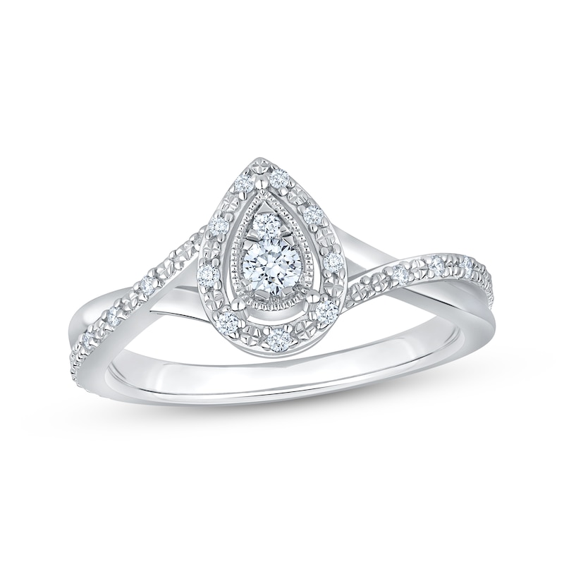Main Image 1 of KAY Lab-Grown Diamonds Multi-Stone Pear-Shaped Halo Promise Ring 1/6 ct tw Sterling Silver