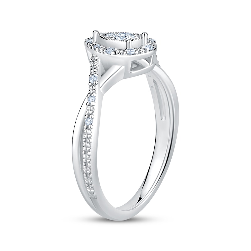 Main Image 2 of KAY Lab-Grown Diamonds Multi-Stone Pear-Shaped Halo Promise Ring 1/6 ct tw Sterling Silver