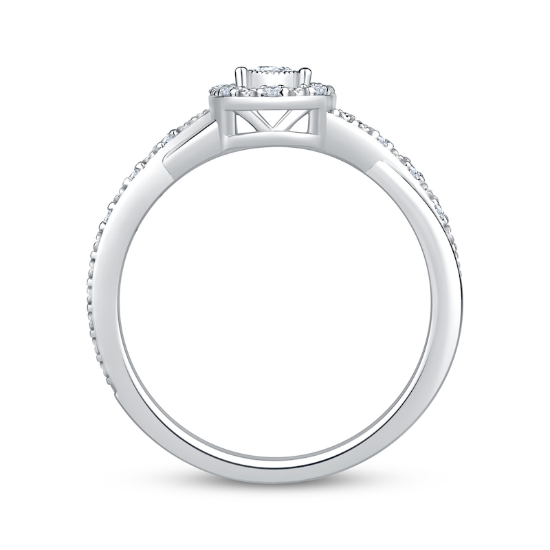 Main Image 3 of KAY Lab-Grown Diamonds Multi-Stone Pear-Shaped Halo Promise Ring 1/6 ct tw Sterling Silver
