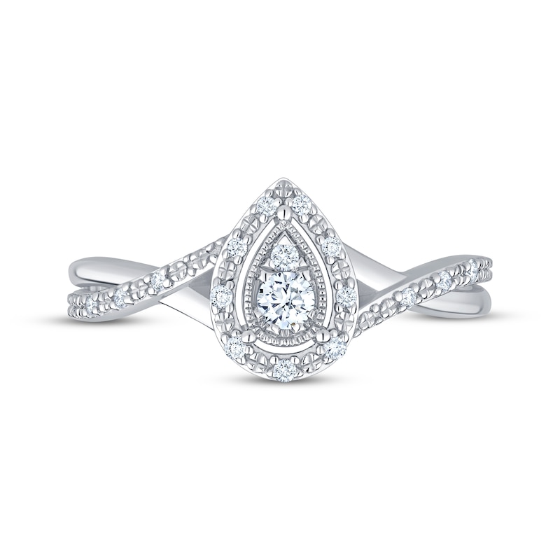 Main Image 4 of KAY Lab-Grown Diamonds Multi-Stone Pear-Shaped Halo Promise Ring 1/6 ct tw Sterling Silver