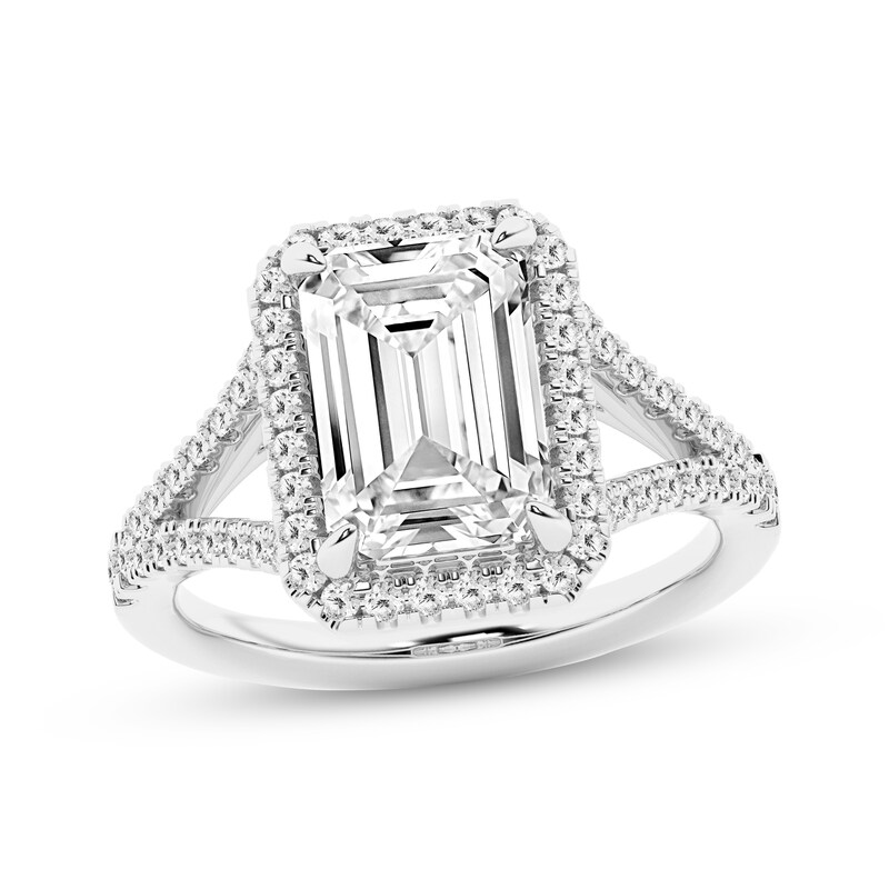 Main Image 1 of Adore Lab-Grown Diamonds Emerald-Cut Halo Engagement Ring 4-1/2 ct tw 14K White Gold