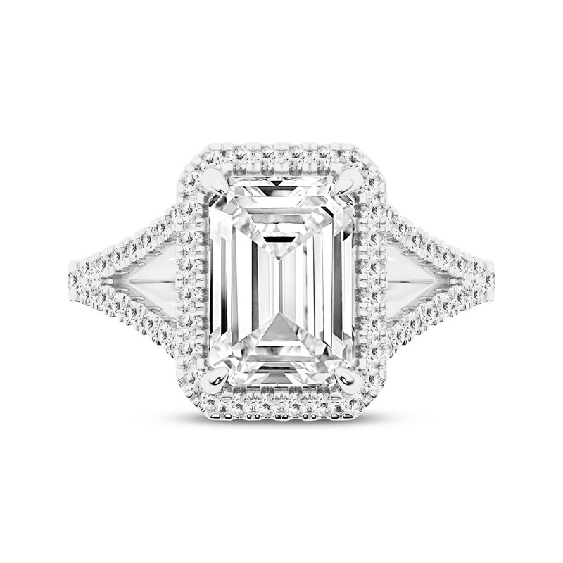 Main Image 4 of Adore Lab-Grown Diamonds Emerald-Cut Halo Engagement Ring 4-1/2 ct tw 14K White Gold
