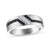 Thumbnail Image 1 of Adore Men's Black & White Diamond Satin Finish Wedding Band 1/2 ct tw 10K White Gold