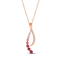 Le Vian Strawberry Ombré Sapphire & White Sapphire Ribbon Necklace 14K Strawberry Gold 18"