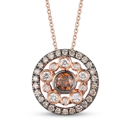 Le Vian Diamond Bezel-Set Circle Necklace 1/2 ct tw 14K Strawberry Gold 20"