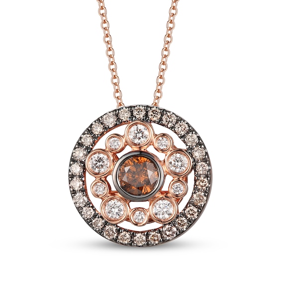 Le Vian Diamond Bezel-Set Circle Necklace 1/2 ct tw 14K Strawberry Gold 20"