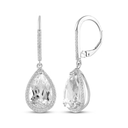 Pear-Shaped White Lab-Created Sapphire Dangle Earrings Sterling Silver