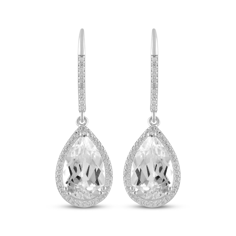 Main Image 2 of Pear-Shaped White Lab-Created Sapphire Dangle Earrings Sterling Silver