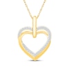 Thumbnail Image 1 of Diamond Overlapping Heart Necklace 1/5 ct tw 24K Yellow Gold Vermeil Sterling Silver 18"