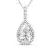Thumbnail Image 1 of Pear-Shaped White Lab-Created Sapphire Halo Necklace Sterling Silver 18"