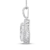 Thumbnail Image 2 of Pear-Shaped White Lab-Created Sapphire Halo Necklace Sterling Silver 18"