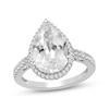 Thumbnail Image 1 of Pear-Shaped White Lab-Created Sapphire Halo Ring Sterling Silver