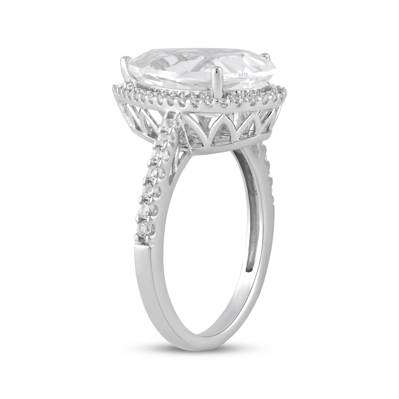 Main Image 2 of Pear-Shaped White Lab-Created Sapphire Halo Ring Sterling Silver