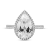 Thumbnail Image 3 of Pear-Shaped White Lab-Created Sapphire Halo Ring Sterling Silver