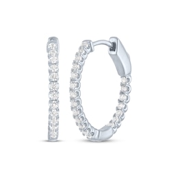 White Lab-Created Sapphire Inside-Out Hoop Earrings Sterling Silver