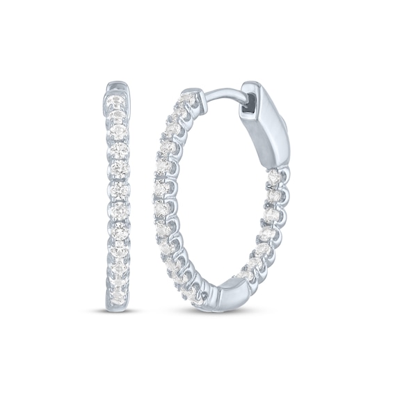 White Lab-Created Sapphire Inside-Out Hoop Earrings Sterling Silver