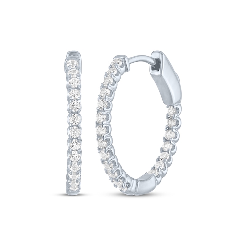 Main Image 1 of White Lab-Created Sapphire Inside-Out Hoop Earrings Sterling Silver