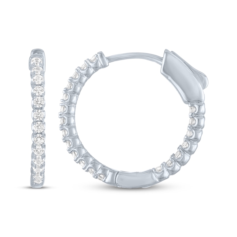 Main Image 3 of White Lab-Created Sapphire Inside-Out Hoop Earrings Sterling Silver