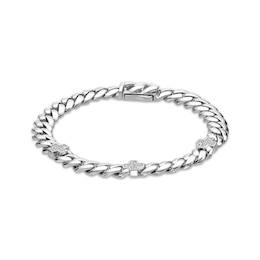 Men's Diamond Cross Station Necklace 1/4 ct tw Sterling Silver 8"