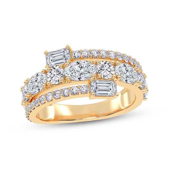 KAY Lab-Grown Diamonds Oval, Emerald & Round-Cut Wrap Ring 2 ct tw 14K Yellow Gold