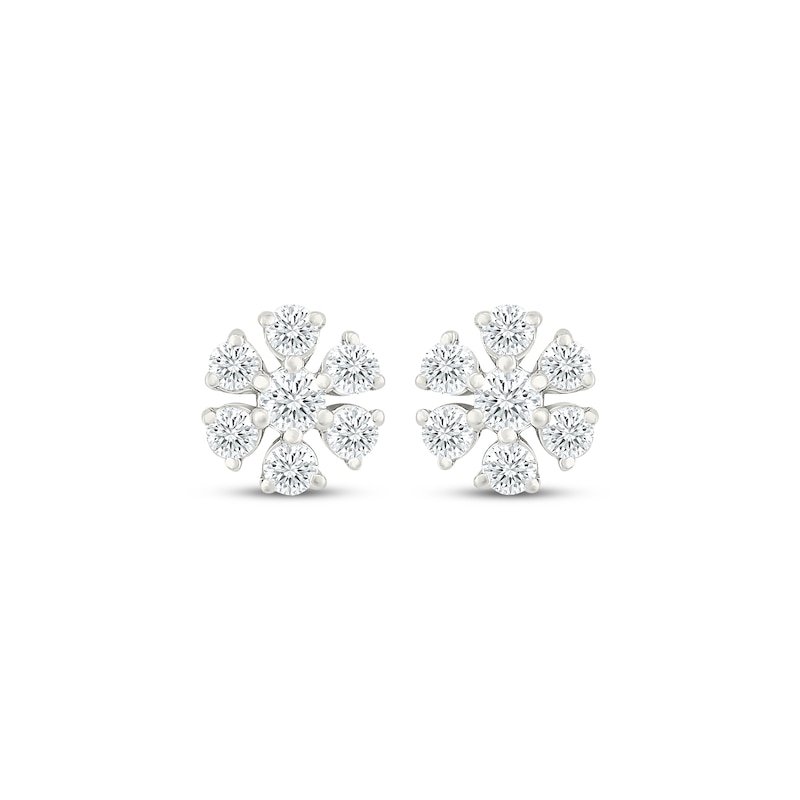 Main Image 2 of Diamond Flower Stud Earrings 1/3 ct tw 10K White Gold