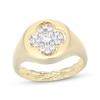 Thumbnail Image 1 of Black Sapphire & White Lab-Created Sapphire Clover Flip Ring 24K Yellow Gold Vermeil Sterling Silver