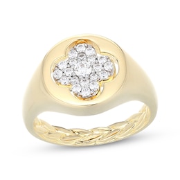Black Sapphire & White Lab-Created Sapphire Clover Flip Ring 24K Yellow Gold Vermeil Sterling Silver