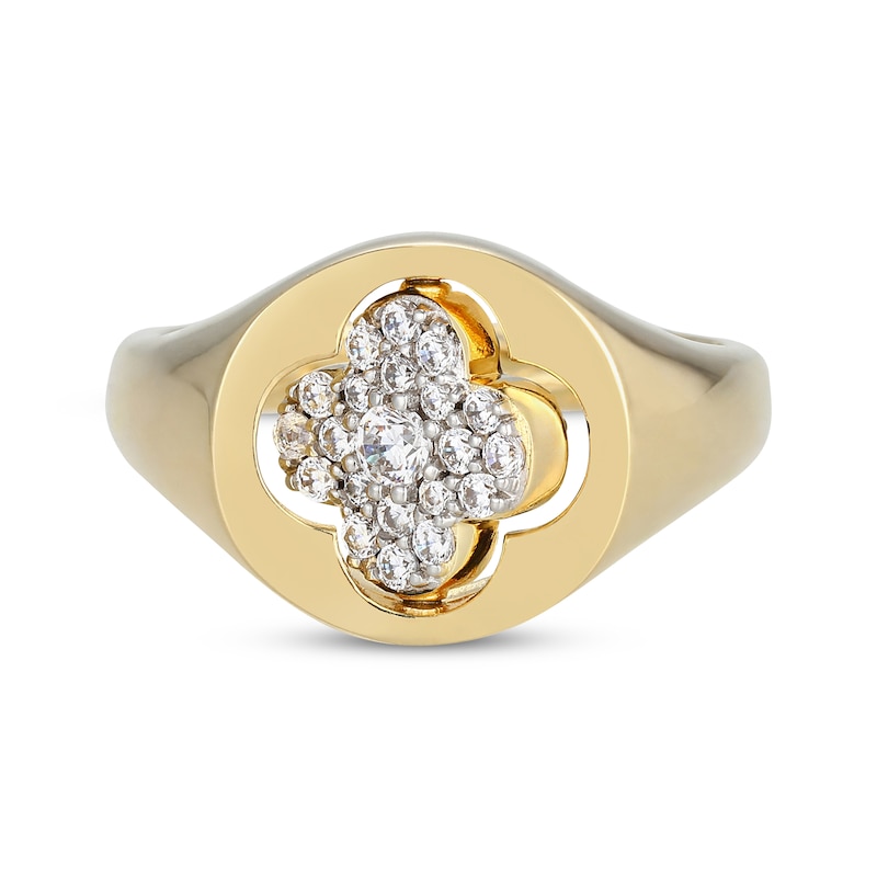 Main Image 2 of Black Sapphire & White Lab-Created Sapphire Clover Flip Ring 24K Yellow Gold Vermeil Sterling Silver