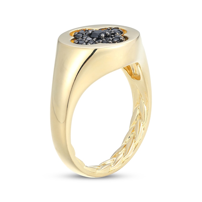 Main Image 5 of Black Sapphire & White Lab-Created Sapphire Clover Flip Ring 24K Yellow Gold Vermeil Sterling Silver