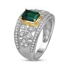 Thumbnail Image 2 of Emerald-Cut Lab-Created Emerald & White Lab-Created Sapphire Ring Sterling Silver & 10K Yellow Gold