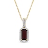 Thumbnail Image 1 of Emerald-Cut Garnet & Diamond Necklace 1/10 ct tw 10K Yellow Gold 18"