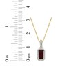 Thumbnail Image 5 of Emerald-Cut Garnet & Diamond Necklace 1/10 ct tw 10K Yellow Gold 18"