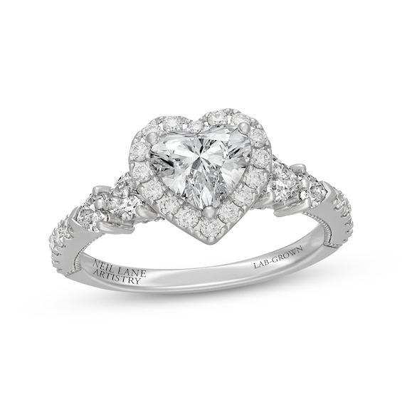 Neil Lane Artistry Heritage Heart-Shaped Lab-Grown Diamond Engagement Ring 1-7/8 ct tw 14K White Gold