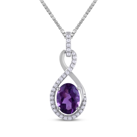 Oval-Cut Amethyst & White Lab-Created Sapphire Infinity Drop Necklace Sterling Silver 18"