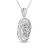 Thumbnail Image 2 of Oval-Cut White Lab-Created Sapphire Swirl Frame Necklace Sterling Silver 18"