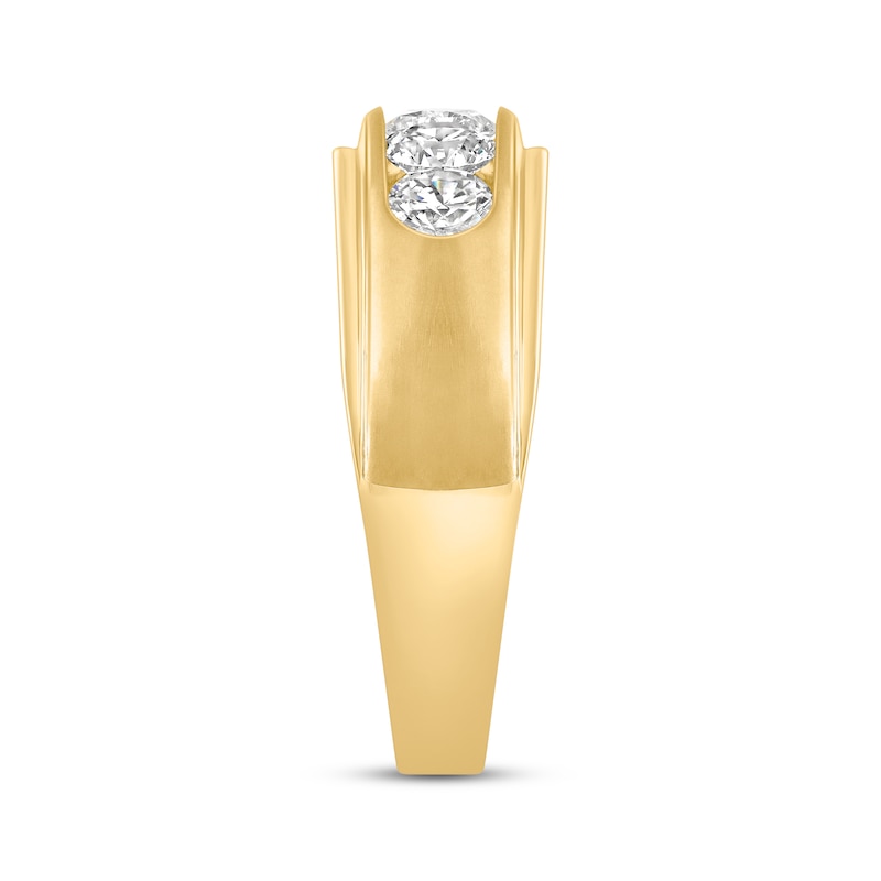 Main Image 2 of Men's Adore Lab-Grown Diamonds Round-Cut 5-Stone Wedding Band 1 ct tw 10K Yellow Gold