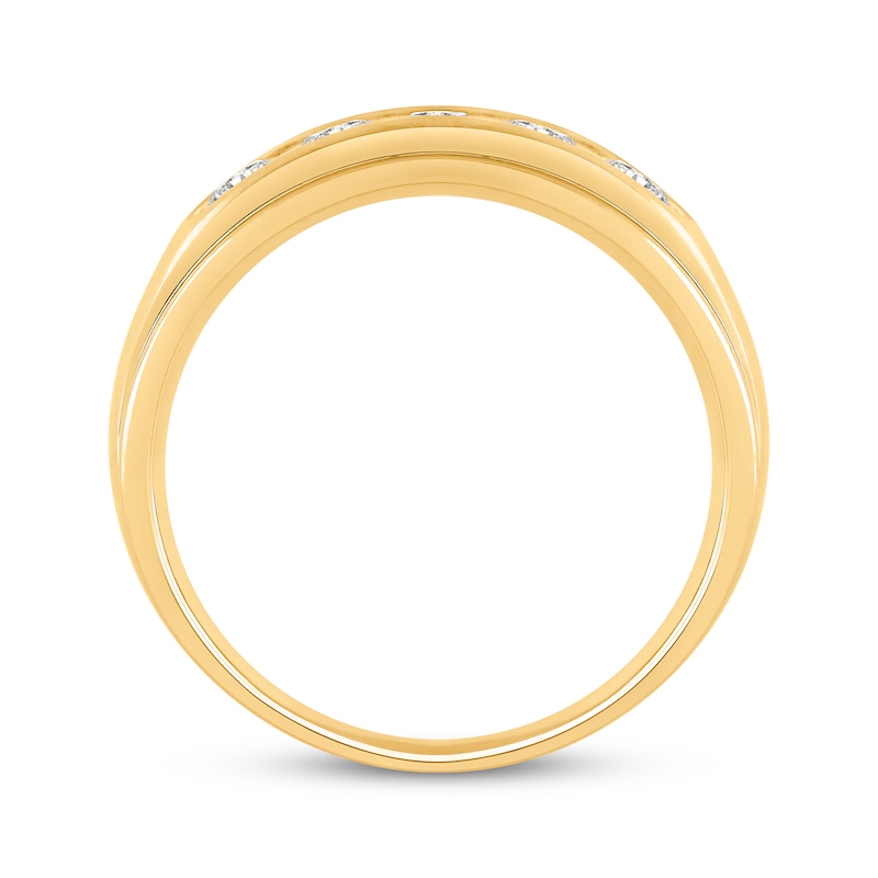 Main Image 3 of Men's Adore Lab-Grown Diamonds Round-Cut 5-Stone Wedding Band 1 ct tw 10K Yellow Gold