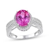 Thumbnail Image 1 of Oval-Cut Pink Lab-Created Sapphire & White Lab-Created Sapphire Fashion Ring Sterling Silver