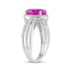 Thumbnail Image 2 of Oval-Cut Pink Lab-Created Sapphire & White Lab-Created Sapphire Fashion Ring Sterling Silver