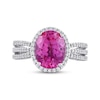 Thumbnail Image 4 of Oval-Cut Pink Lab-Created Sapphire & White Lab-Created Sapphire Fashion Ring Sterling Silver