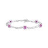 Thumbnail Image 1 of Cushion-Cut Pink Lab-Created Sapphire & White Lab-Created Sapphire Fashion Bracelet Sterling Silver 7.5"