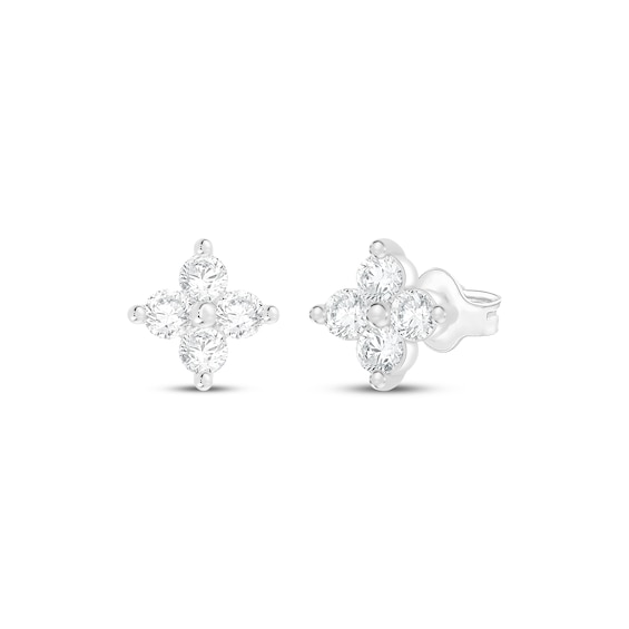 Diamond Clover Stud Earrings 1/4 ct tw Sterling Silver
