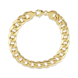 9.3mm Curb Chain Bracelet 14K Yellow Gold-Plated Hollow Sterling Silver 8.5"