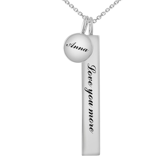 Engravable Bar and Circle Necklace (2 Lines)